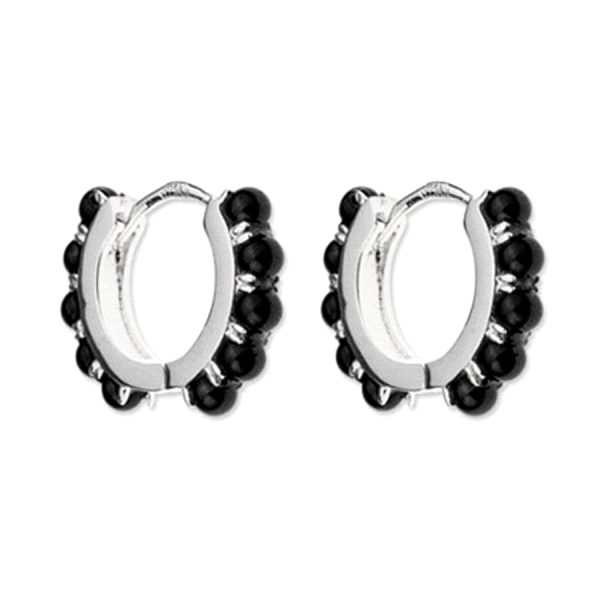 PENDIENTE AROS PIEDRA PLATA 1ª LEY 12 MM