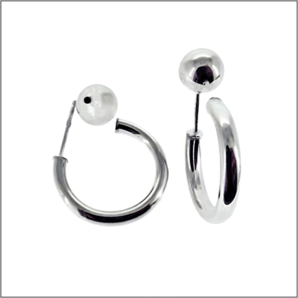 PENDIENTE AROS PLATA 1ª LEY 21X3 BOLA 8