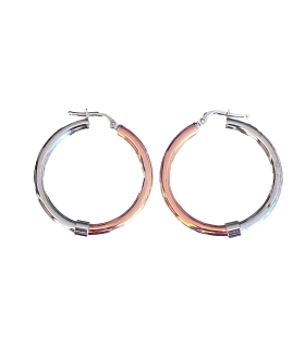 PENDIENTE ARO BICOLOR PLATA 1ª LEY 32X3