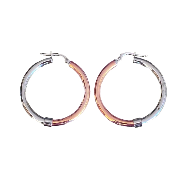 PENDIENTE ARO BICOLOR PLATA 1ª LEY 32X3