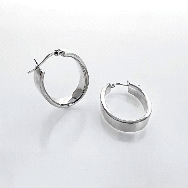 PENDIENTES CRIOLLA MUJER BRILLO PLATA 1ª LEY 6 X 30 MM