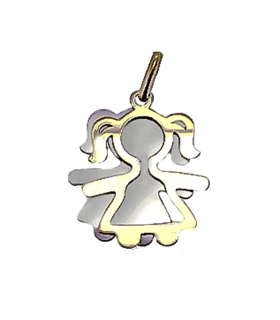 COLGANTE NIÑA PLATA 96% ORO 4%