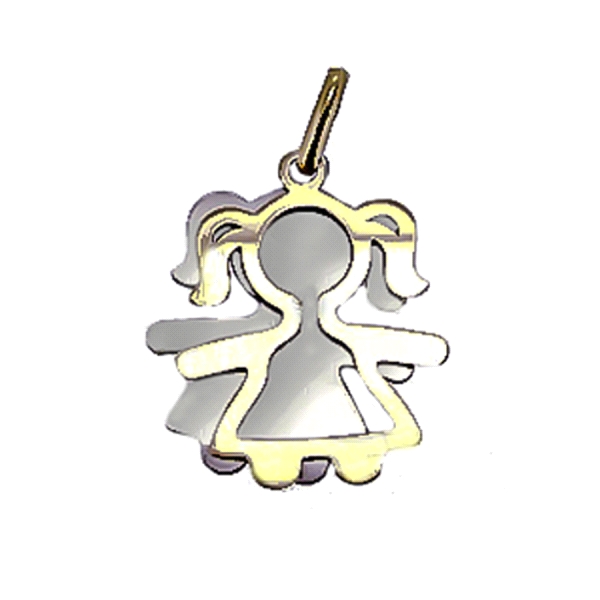 COLGANTE NIÑA PLATA 96% ORO 4%