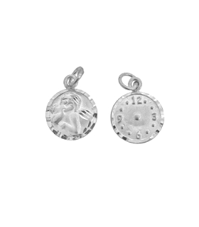 MEDALLA LENTEJA RELOJ ANGEL GUARDA PLATA 925 MIL.