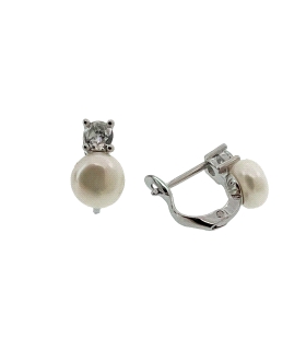 PENDIENTE COMUNION Y ANILLO PERLA PLATA