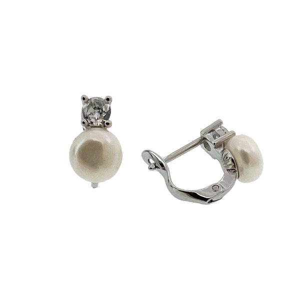 PENDIENTE COMUNION Y ANILLO PERLA PLATA