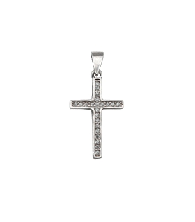 COLGANTE CRUZ PLATA 1ª LEY 18 X 12 MM.