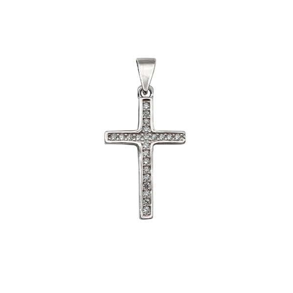 COLGANTE CRUZ PLATA 1ª LEY 18 X 12 MM.