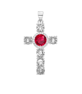 COLGANTE CRUZ MUJER PLATA 1ª LEY 30 X 20 MM.