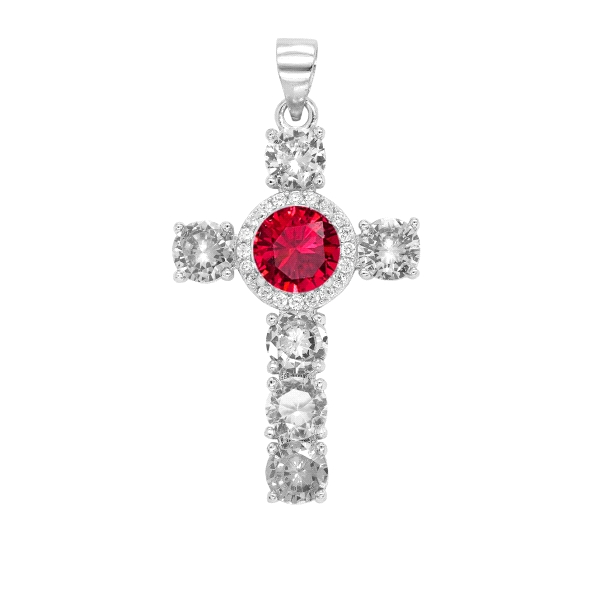 COLGANTE CRUZ MUJER PLATA 1ª LEY 30 X 20 MM.
