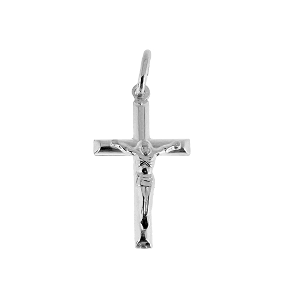 COLGANTE CRUZ CON CRISTO PLATA 1ª LEY 23 X 15 MM.