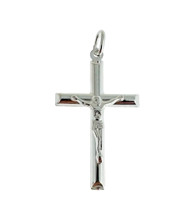 COLGANTE CRUZ CON CRISTO PLATA 1ª LEY 35 X 23 MM.