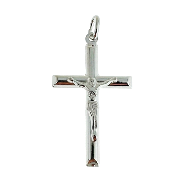 COLGANTE CRUZ CON CRISTO PLATA 1ª LEY 35 X 23 MM.