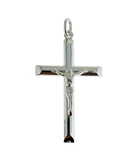 COLGANTE CRUZ CON CRISTO PLATA 1ª LEY 40 X 26 MM.