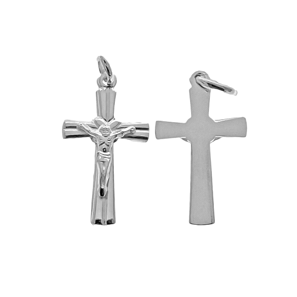 COLGANTE CRUZ CON CRISTO PLATA 1ª LEY