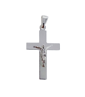 COLGANTE CRUZ CON CRISTO PLATA 1ª LEY
