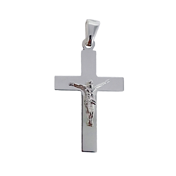 COLGANTE CRUZ CON CRISTO PLATA 1ª LEY
