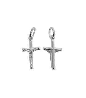 COLGANTE CRUZ  CON CRISTO PLATA 1ª LEY