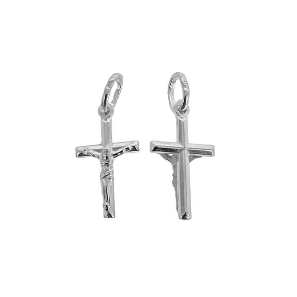 COLGANTE CRUZ  CON CRISTO PLATA 1ª LEY