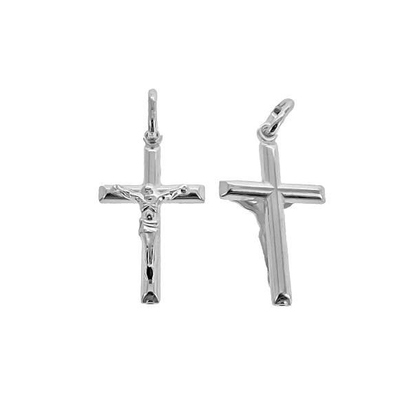 COLGANTE CRUZ  CON CRISTO PLATA 1ª LEY