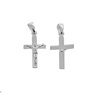 COLGANTE CRUZ  CON CRISTO PLATA 1ª LEY