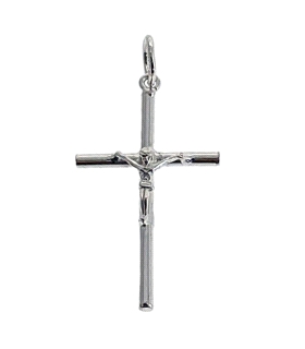 CRUZ CON CRISTO PLATA 1ª LEY 32 X 18 MM