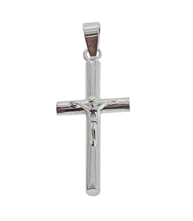 CRUZ CON CRISTO PLATA 1ª LEY 32 X 15 MM
