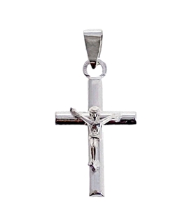 CRUZ CON CRISTO PLATA 1ª LEY 24 X 12 MM