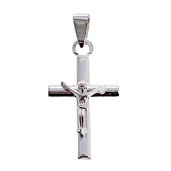 CRUZ CON CRISTO PLATA 1ª LEY 24 X 12 MM