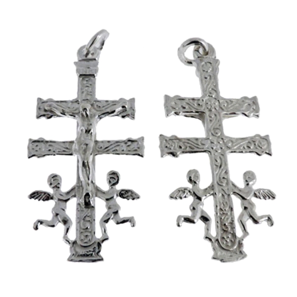 CRUZ DE CARAVACA PLATA 1ª LEY 38 X 19 MM