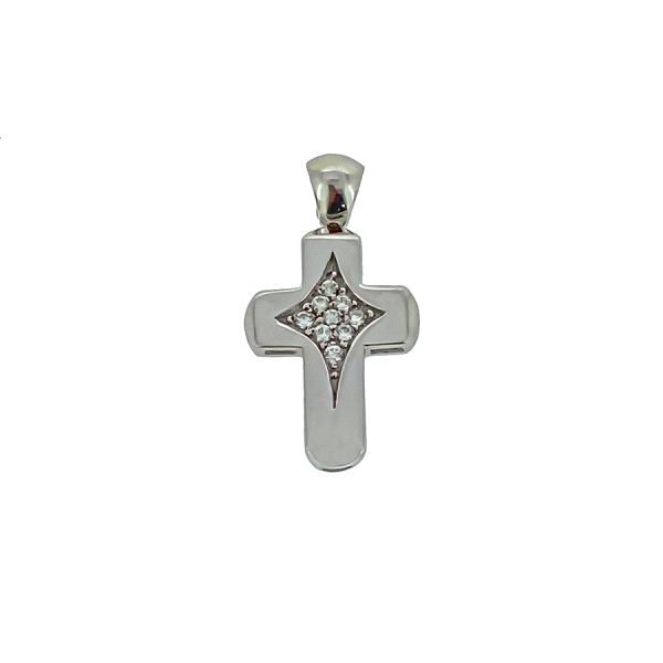 COLGANTE CRUZ MUJER PLATA 1ª LEY 23 X 16