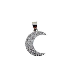 COLGANTE LUNA PLATA 1ª LEY 16 X 13 MM.