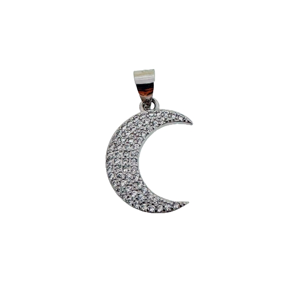 COLGANTE LUNA PLATA 1ª LEY 16 X 13 MM.