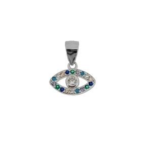 COLGANTE OJO TURCO PLATA 1ª LEY 7 X 12 MM.