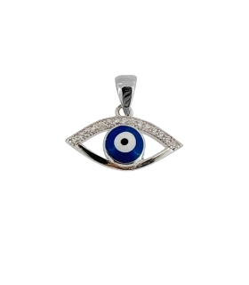 COLGANTE OJO TURCO PLATA 1ª LEY 8 X 18 MM.