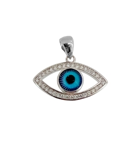 COLGANTE OJO TURCO PLATA 1ª LEY 10 X 20 MM.
