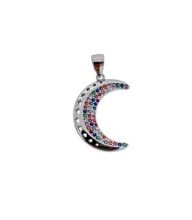 COLGANTE LUNA PLATA 1ª LEY 20 X 15 MM