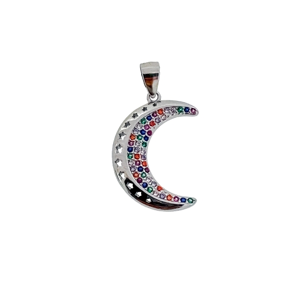 COLGANTE LUNA PLATA 1ª LEY 20 X 15 MM