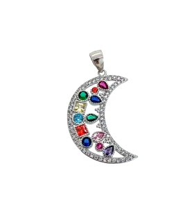 COLGANTE LUNA PLATA 1ª LEY 24 X 17.50 MM