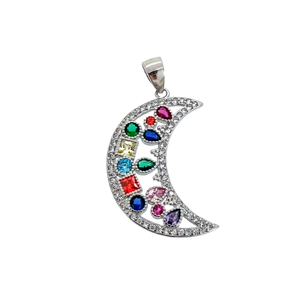 COLGANTE LUNA PLATA 1ª LEY 24 X 17.50 MM