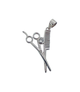 COLGANTE BARBERO PLATA 1ª LEY 25 X 16 MM