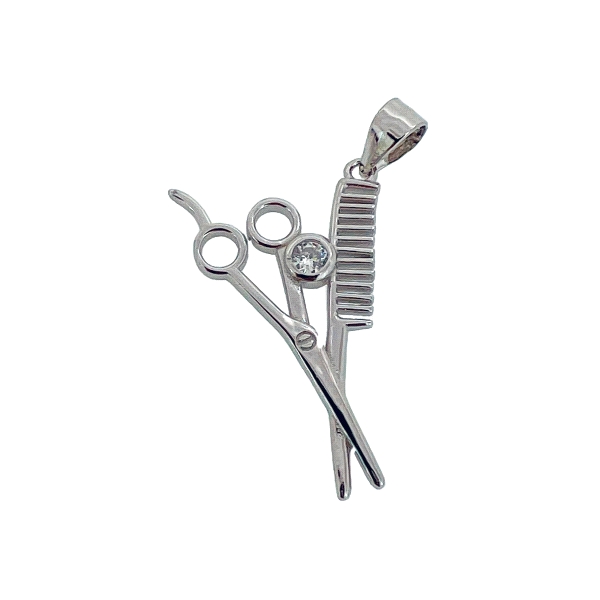 COLGANTE BARBERO PLATA 1ª LEY 25 X 16 MM