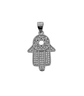 COLGANTE MANO FATIMA PLATA 1ª LEY 20X15