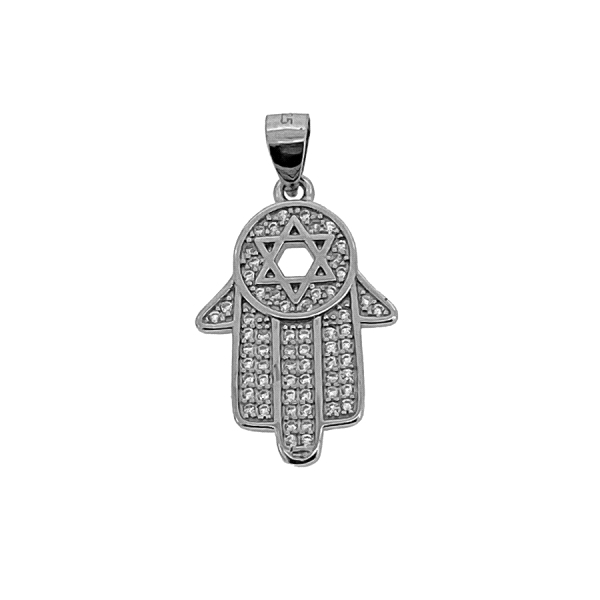 COLGANTE MANO FATIMA PLATA 1ª LEY 20X15