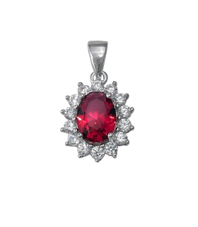 COLGANTE RUBI OVAL PLATA 1ª LEY 9 X 11 M