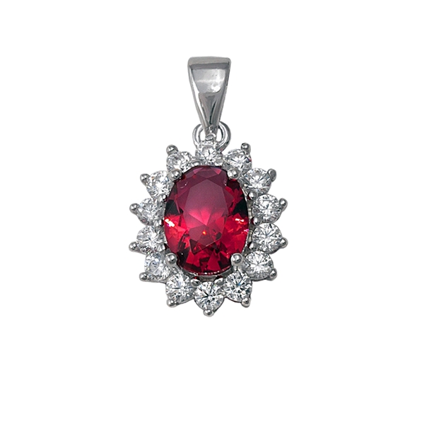COLGANTE RUBI OVAL PLATA 1ª LEY 9 X 11 M