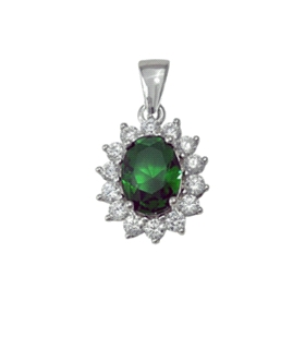 COLGANTE ESMERALDA OVAL PLATA 1ªLEY 9X11