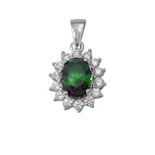 COLGANTE ESMERALDA OVAL PLATA 1ªLEY 9X11