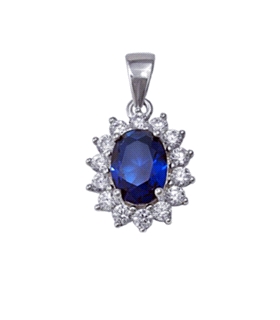 COLGANTE ZAFIRO OVAL PLATA 1ªLEY 9X11 MM