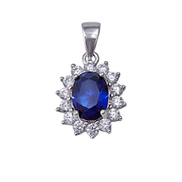 COLGANTE ZAFIRO OVAL PLATA 1ªLEY 9X11 MM